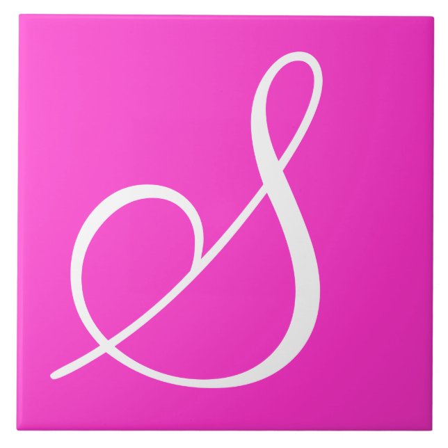 Hex ff33cc Färg Number Monogram Ceramic Tile Kakelplatta (Framsidan)