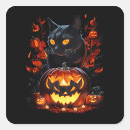 Hex, Halloween-katt T-shirt Fyrkantigt Klistermärke