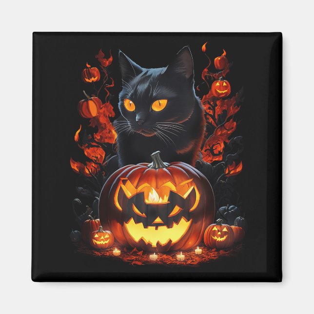 Hex, Halloween-katt T-shirt Magnet (Framsidan)