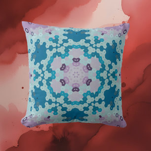 Hex Mandala Blue och Lila Kudde