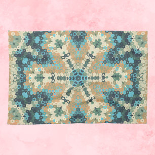 Hex Mandala Blue och Orange Kökshandduk