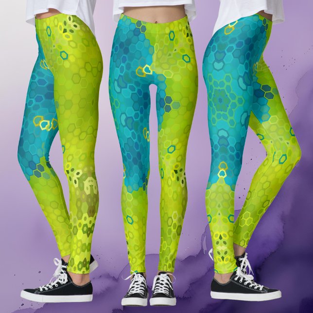 Hex Mandala Grönt och Blue Leggings (Skapare uppladdad)