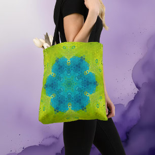 Hex Mandala Grönt och Blue Tygkasse