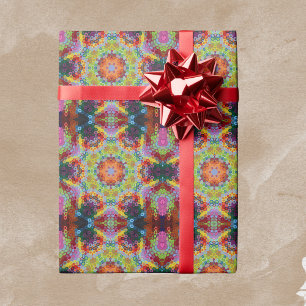 Hex Mandala Grönts Rosa och Orange Presentpapper