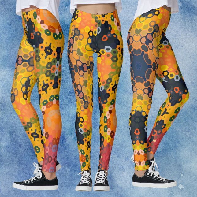 Hex Mandala-Gult och Orange Leggings (Skapare uppladdad)