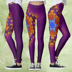 Hex Mandala Lila Orange och Blue Leggings