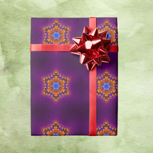 Hex Mandala Lila Orange och Blue Presentpapper