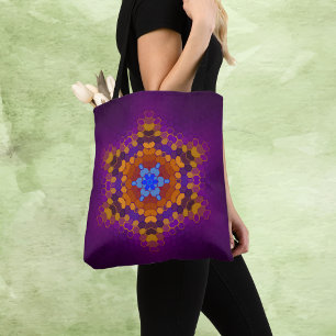 Hex Mandala Lila Orange och Blue Tygkasse