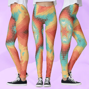 Hex Mandala Orange Blue och Gult Leggings