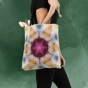 Hex Mandala Orange Rosa och Blue Tygkasse
