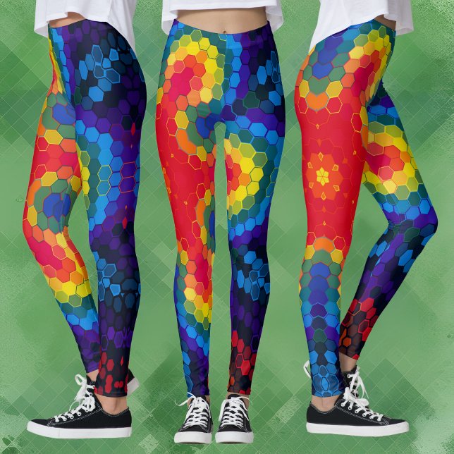 Hex Mandala Red Gult och Blue Leggings (Skapare uppladdad)