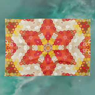 Hex Mandala Red och Gult Kökshandduk