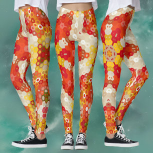 Hex Mandala Red och Gult Leggings