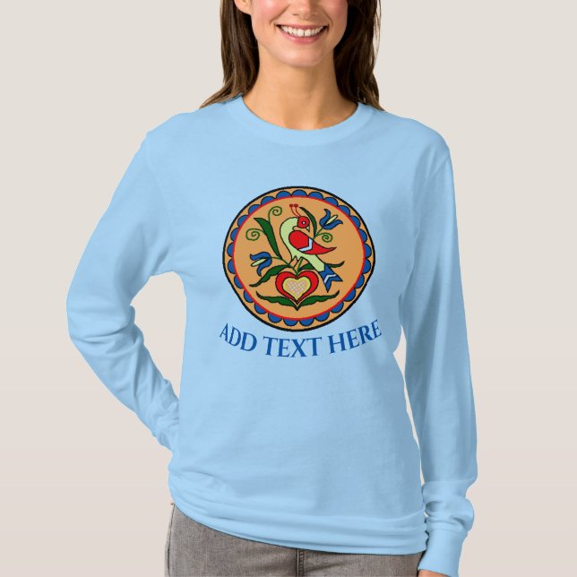 Hex Sign Dutch Bird, redigera text, T Shirt (Framsida)