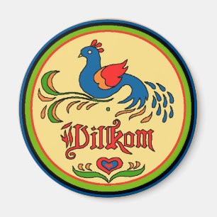 Hex Sign Välkommen Bird Magnet
