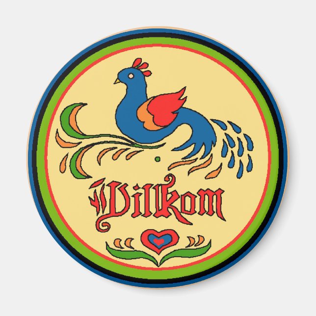 Hex Sign Välkommen Bird Magnet (Framsidan)