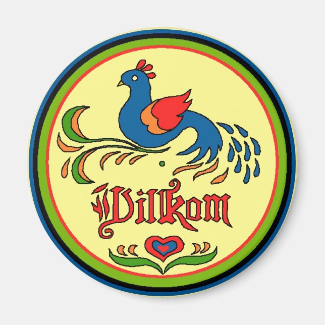 Hex Sign Välkommen Bird Magnet (Framsidan)