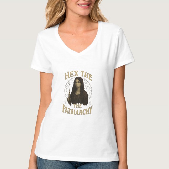 Hex the Patriarchy – Wiccan Witch Illustration  T Shirt (Framsida)