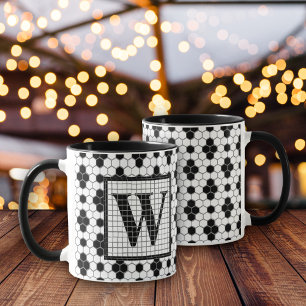 Hex Tile Print Monogram Mugg