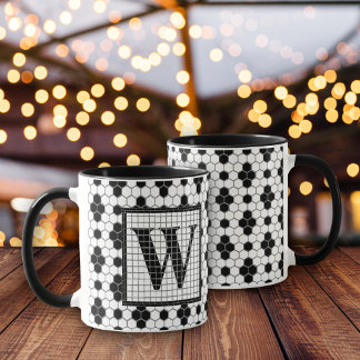 Hex Tile Print Monogram Mugg