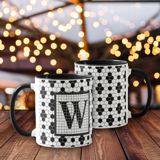 Hex Tile Print Monogram Mugg (Skapare uppladdad)