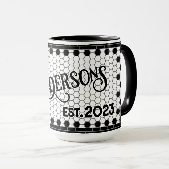 Hex Tile Print Personlig mugg (Framsida höger)