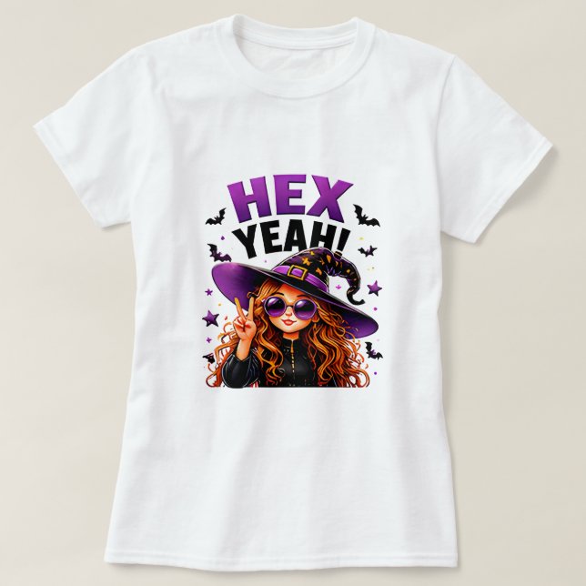 Hex Yeah Rolig Häxa Halloween Magi Citat T Shirt (Design framsida)