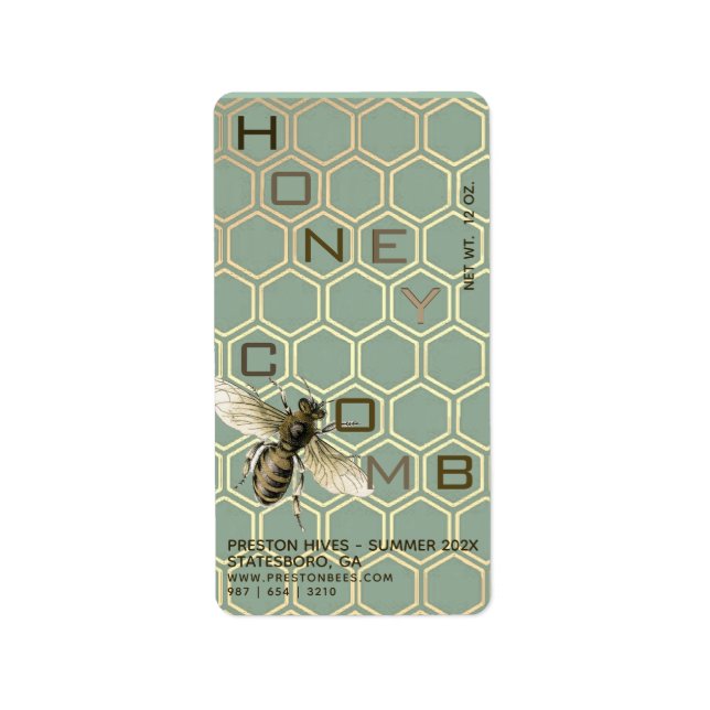 Hexagon 12oz Return-adressetikett för honungskomb Adressetikett (Framsidan)