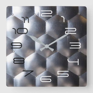 Hexagon 3D-effekt - Metall Mönster Struktur Fyrkantig Klocka