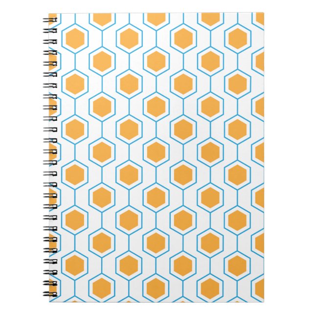 Hexagon abstract geometrical pattern in orange blu anteckningsbok (Framsidan)