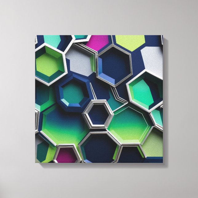 Hexagon abstrakt canvastryck (Framsida)