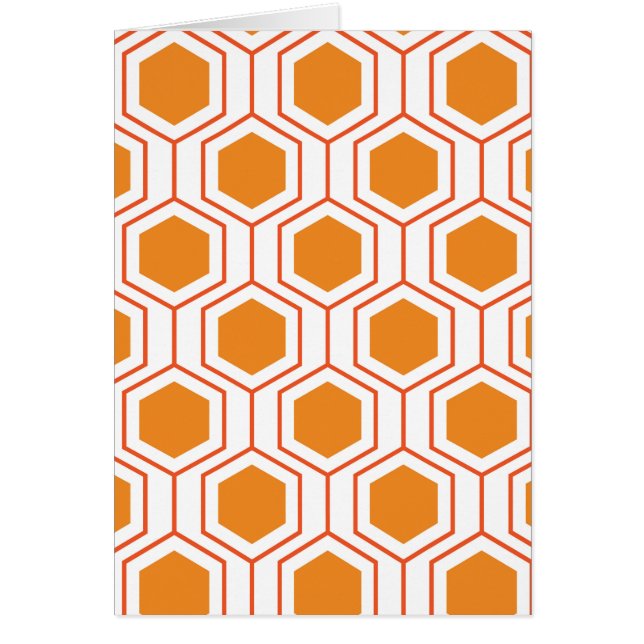 Hexagon abstrakt geometrisk mönster i orange och hälsningskort (Framsidan)