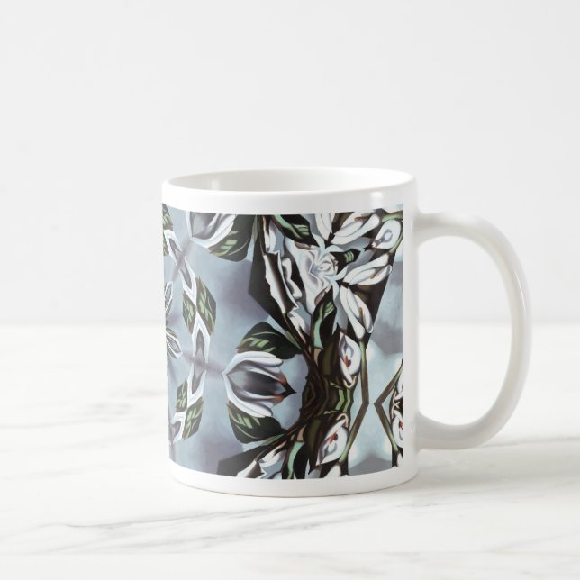 Hexagon av djungelblad och tropiska blommor kaffemugg (Höger)