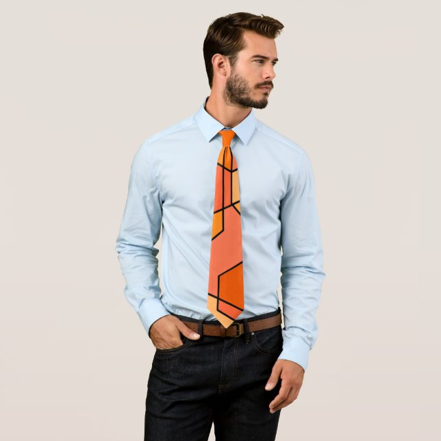 Hexagon Bauhaus - Orange Neck Tie Slips (In Situ)