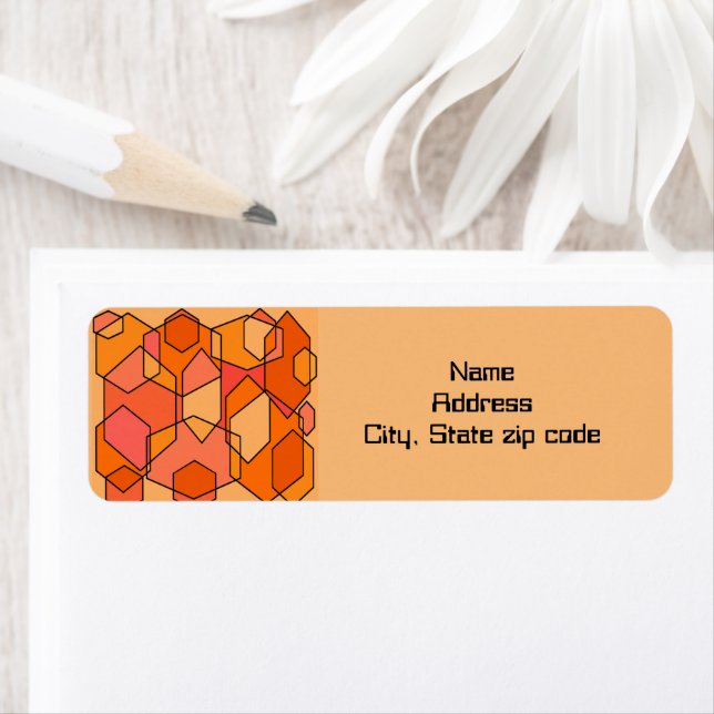Hexagon Bauhaus - Orange Returadress Etikett (Insitu)