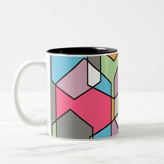 Hexagon Bauhaus - Pastels Två-Tonad Mugg (Vänster)