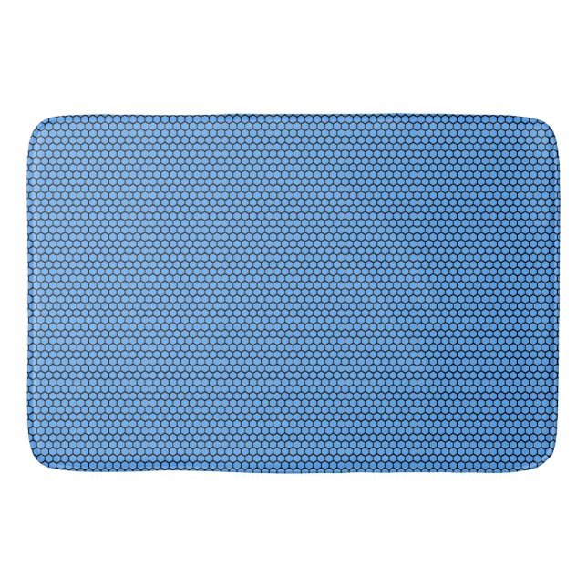 Hexagon Blå Svart Mönster Badrumsmatta (Framsidan)