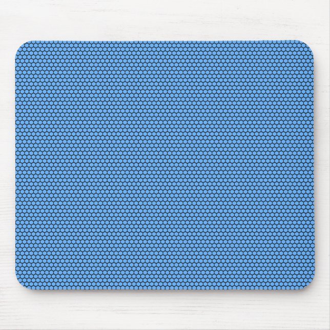 Hexagon Blå Svart Mönster Musmatta (Framsidan)