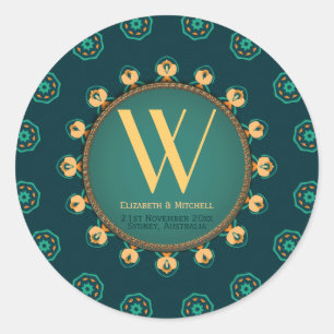 Hexagon Circle Monogram Runt Klistermärke