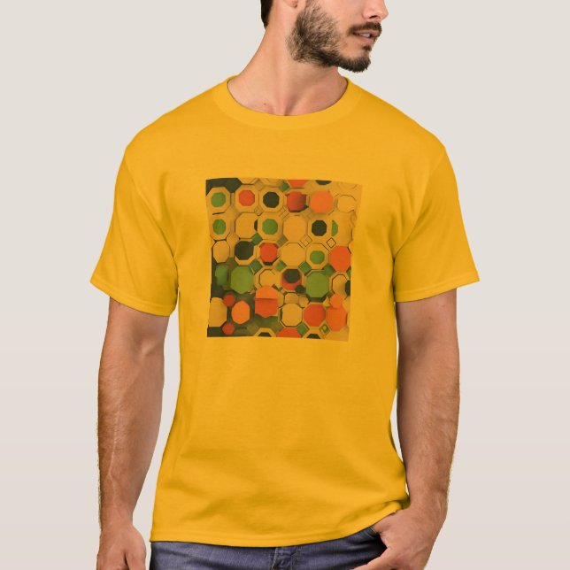 Hexagon Circles: Geometric Art T-Shirt (Framsida)