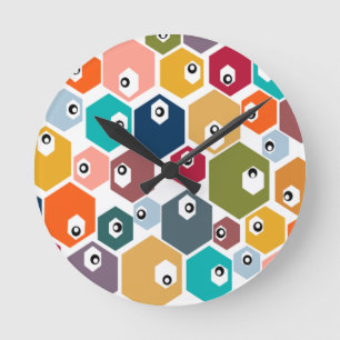 Hexagon Eyebollar Rund Klocka