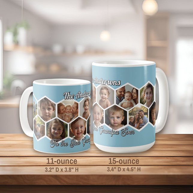 Hexagon Family Photo Collage Kaffemugg (Skapare uppladdad)