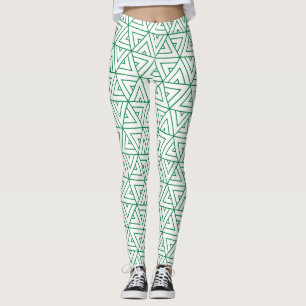 Hexagon Grönt White Minimum Mönster Leggings