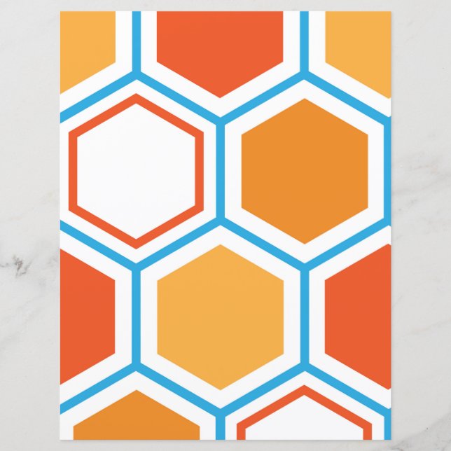 Hexagon i orange, blått och vitt (Framsida)