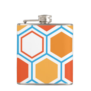 Hexagon i orange, blått och vitt fickplunta
