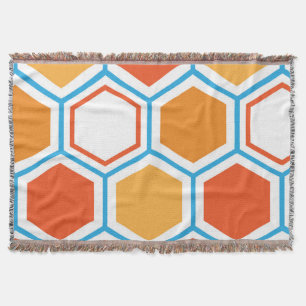 Hexagon i orange, blått och vitt filt
