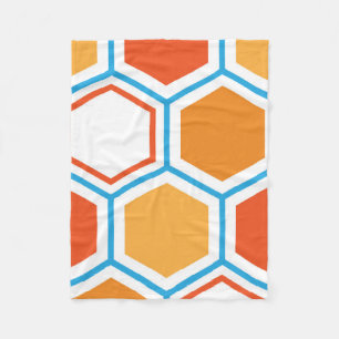 Hexagon i orange, blått och vitt fleecefilt