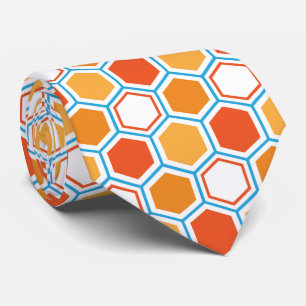 Hexagon i orange, blått och vitt slips
