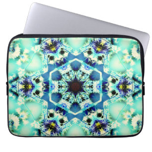 Hexagon kaleidoskop och stjärna ljust grönt och bl laptop fodral