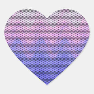 Hexagon Lila Rosa Abstrakt Mönster Hjärtformat Klistermärke
